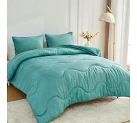 Lions Coverless Duvet King Size - 230x220cm - 10.5 Tog Reversible Two Color Comforter - Waves Design, Soft Microfibre Warm Bed Quilt Bedding for All Seasons, Machine Washable, Dark-Green