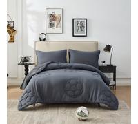 Lions Coverless Duvet Single Bed Size 10.5 Tog - 137x200cm - Football Construction Quilt, Soft Reversible Lightweight Comforter for Kids Boys Girls, Machine Washable, Charcoal