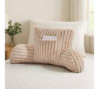 Lions Cuddle Cushion Beige - Soft Ribbed Comfy Reading Pillows for Adults, Back Arm Support Pillow, Heatable Pocket Cosy Snuggle Gaming Cushions for Bed Sofa, 95x45cm