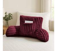 Lions Cuddle Cushion Burgundy - Soft Ribbed Comfy Reading Pillows for Adults, Back Arm Support Pillow, Heatable Pocket Cosy Snuggle Gaming Cushions for Bed Sofa, 95x45cm