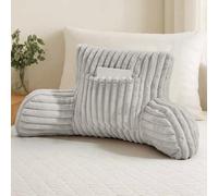 Lions Cuddle Cushion Grey Silver - Soft Ribbed Comfy Reading Pillows for Adults, Back Arm Support Pillow, Heatable Pocket Cosy Snuggle Gaming Cushions for Bed Sofa