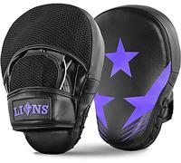 Lions Curved Focus Pads Hook & Jabs Gloves Punch Bag Mitts Boxing MMA Kick Training (Max Star Purple)