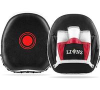 Lions Curved Focus Pads Hook & Jabs Gloves Punch Bag Mitts Boxing MMA Kick Training (Smartie Black)