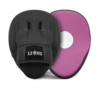 Lions Curved Focus Pads Hook & Jabs Gloves Punch Bag Mitts Boxing MMA Kick Training (Stone Pink)