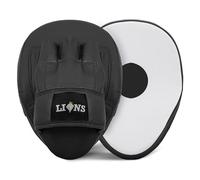Lions Curved Focus Pads Hook & Jabs Gloves Punch Bag Mitts Boxing MMA Kick Training (Stone White)