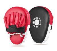 Lions Curved Focus Pads Hook & Jabs Gloves Punch Bag Mitts Boxing MMA Kick Training (Straight Red)