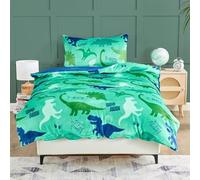 Lions - Dinosaur Teddy Fleece Bedding - Single Duvet Cover Set (137x200cm) with Pillowcase - Soft Reversible Warm Cosy Printed Quilt Covers for Boys Girls, Kids Jungle Bed Sets