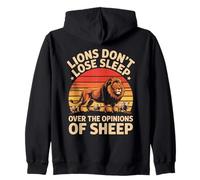 Lions don't lose sleep over the opinions of sheep Retro Lion Zip Hoodie