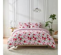 Lions Double Bed Bedding Sets - 100% Polyester Reversible Printed Pattern Quilt Duvet Cover with Pillowcase, Soft Floral Pattern, Bed Linen, Pink, 200x200cm