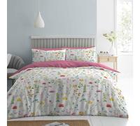 Lions Double Bed Bedding Sets - 100% Polyester Reversible Printed Pattern Quilt Duvet Cover with Pillowcase, Soft Geometric Pattern, Bed Linen, Pink