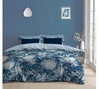Lions Double Duvet Cover Set with Fitted Sheet and Pillowcase - 4 Piece Complete Bedding Sets Reversible Floral Rose Printed Poly Cotton Quilt Covers Bed, Girls Women