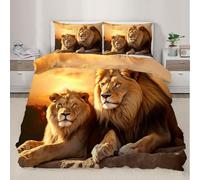 Lions Duvet Cover Lion Family Bedding Set for Kids Boys Girls Natural Wildlife Comforter Cover Bedspread Cover Bedroom Collection 2Pcs King Size