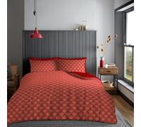 Lions Duvet Cover Set King Size Bed - 100% Polyester Reversible Printed Pattern Quilt Bedding Set with Pillowcase, Soft Geometric Pattern, Red, 230x220cm