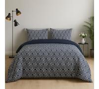 Lions Duvet Cover Set Single Size - 100% Polyester Reversible Printed Pattern Quilt Bedding Set with Pillowcase, Soft Geometric Pattern, Navy Blue, 137x200cm
