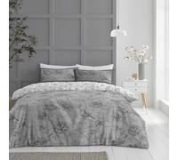 Lions Duvet Cover Set with Fitted Sheet and Pillowcase - 3 Piece Complete Single Bedding Sets Reversible Grey Floral Rose Printed Poly Cotton Quilt Covers Bed, Girls Women