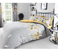 Lions Duvet Covers Double Bed - Ochre Feathers Bedding with Matching Pillowcase, Ultra Soft Printed Quilt Covers, Poly Cotton, Machine Washable, 200x200cm