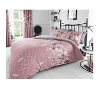 Lions Duvet Covers Double Bed - Pink Feathers Bedding with Matching Pillowcase, Ultra Soft Printed Quilt Covers, Poly Cotton, Machine Washable, 200x200cm