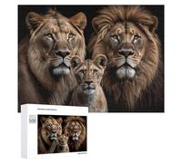 Lions Family on Black Jigsaw Puzzle for Adults, 500 PCS