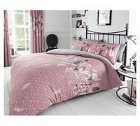 Lions Feathers Bedding Set - Reversible Pink Printed Double Size Duvet Quilt Cover with Pillowcase, Poly Cotton Bed Covers Soft Easy Care