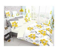 Lions Floral Bedding Set, King Size Bed Duvet Cover with Pillowcase, Luxury Printed Reversible Soft Quilt Covers, Ultra Soft Polyester-Cotton, 220x230cm Yellow
