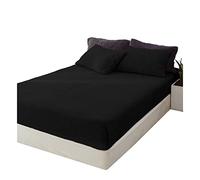 Lions Fluffy Double Fitted Sheet, Ultra Soft Fleece Sherpa Teddy Bear Fitted Sheet Warm and Cosy, Anti-Allergy Super Soft, 100% Polyester, Black, 135x190x30 cm