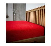 Lions Fluffy Double Fitted Sheet, Ultra Soft Fleece Sherpa Teddy Bear Fitted Sheet Warm and Cosy, Anti-Allergy Super Soft, 100% Polyester, Red, 135x190x30 cm