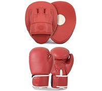 Lions Focus Pads and Gloves Set - Boxing Hook and Jabs Sparring Punch Martial Arts MMA Punching Mitts Muay Thai Kickboxing Coach Glove Sets for Men Women (RED-CLASSIC, 6OZ)