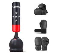 Lions Free Standing Punch Bag with Boxing Gloves - Heavy Duty Punch Bag with Strong Base, Martial Arts Kickboxing MMA Dummy Punching Bag for Adults, Home Gym Equipment, 5.5 Ft