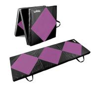 Lions Gymnastics Mat 5mm Thick - Tri-Fold Folding Exercise Mat with Carrying Handles, Non Slip PU Leather Surface, Ideal Crash Yoga Mat for Tumbling Camping Pilates Training