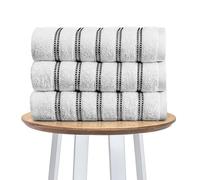 Lions Hand Towels 3 Pack - Premium Striped 100% Egyptian Cotton Towel Set 50x90cm - Ultra Soft and Highly Water Absorbent, Extra Large Thick Bathroom Towels, White