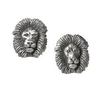 Lions Head Cufflinks, Handcrafted English Made Pewter, Silver Finish, with Leatherette Gift Box