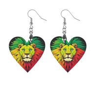 Lion's Head Majestic Wooden Earrings for Women, Vintage Elegant Wood Jewelry, Lightweight Earrings for Wedding, Party, Everyday Jewelry Gift, Love, Wood, wood