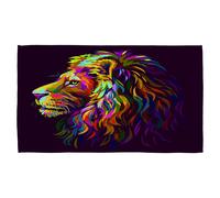 lion's head on a purple background in popart style Designer Kitchen Towel Benjamin Tate Design Purple One Size