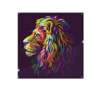 lion's head on a purple background in popart style Designer Splash Back Benjamin Tate Design Natural One Size