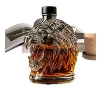 Lions Head Shape Whiskey Decanter, 300ml Funny Glass Whiskeys Bottle, Lions Head Shape Wine Bottle, Decorative Liquor Dispenser for for Father Husband Boyfriend
