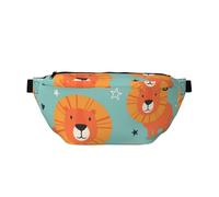 Lions Hearts Stars Pattern Sling Bag for Men Women, Waist Pack Chest Shoulder Crossbody Bag for Travel, Gym, Work, Hiking