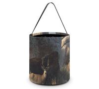 Lions Hunting Deers Behind Boulders Foldable Halloween Trick Or Treat Bags Tote Goodie Candy Bucket Gift Party Favor Supplies
