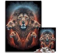 Lions Illustrations Jigsaw Puzzle 1000 Pieces Wooden Puzzles Perfect for Christmas, Halloween, Easter, New Year 50x75CM/19.68x29.52inch