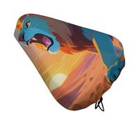 Lions in The Desert Bike Seat Cover Waterproof Oxford Fabric, Universal Adjustable Bicycle Saddle Cover with Drawstring Easy Install Protective Rain Dust Covers for Women Men