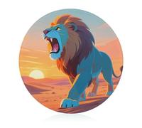 Lions in The Desert Cutting Board with Non-Slip Feet Large Round Butcher Block Sturdy Tempered Glass Chopping Board Scratch Resistant Chopping Block for Kitchen Outdoor