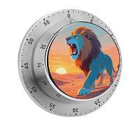 Lions in The Desert Kitchen Timer 60 Minute Visual Wind Up Timers Indoor Mechanical Timers with Magnetic Base Stainless Steel Timer for Home Cooking Time Management Tool