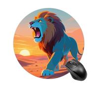 Lions in The Desert Mouse Pad Round Mouse Mat with Non-Slip Rubber Base, Washable Desktop Protection Mat for Home Office Decor Desk Accessories, 7.8inch