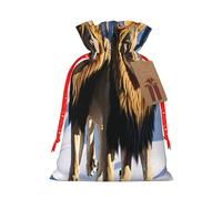 Lions in the Snow -Print Burlap Drawstring Bags - Eco-Friendly Reusable Pouches For Wedding Favors, Christmas & Birthday Presents.