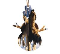 Lions in the Snow -Print Christmas Wooden Ornaments 2PCS- Handmade Eco-Friendly Hanging Decor For Tree Gifts Holiday Festivities.