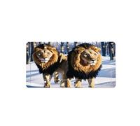 Lions in the Snow -Print Four-Hole License Plate Holder With Custom Designs - Weather Resistant & Easy Fit For Front/Rear Vehicles