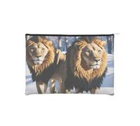 Lions in The Snow Reusable Paper Cosmetic Bag Waterproof & Lightweight for Travel, School & Daily Use Full-Print Design Women, Students, Eco-Conscious