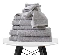 Lions Jumbo Bath Sheet 2 Pack - Premium 100% Egyptian Cotton (80x170cm) Super Soft Highly Water Absorbent, Greek Pattern Quick Dry Extra Large Bath Sheets Towel, Grey Silver