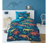 Lions Kids Dinosaur Bedding Set, Soft 100% Microfibre Polyester, Single Bed Size Duvet Covers with Matching Pillow Case, Quilt Cover for Boys Girls, 137x200cm