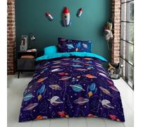 Lions Kids Space Bedding Set, Soft 100% Microfibre Polyester, Single Bed Size Duvet Covers with Matching Pillow Case, Quilt Cover for Boys Girls, 137x200cm