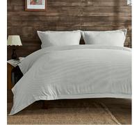 Lions King Size Bedding Set - Seersucker Duvet Cover Set with Matching Pillowcase, Soft 100% Polyester Microfibre Quilt Covers, 3 Piece Bed Sets, Light Grey, 230x220cm